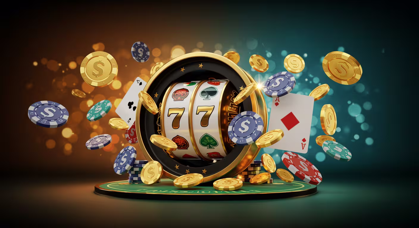 Glossary book open with casino symbols